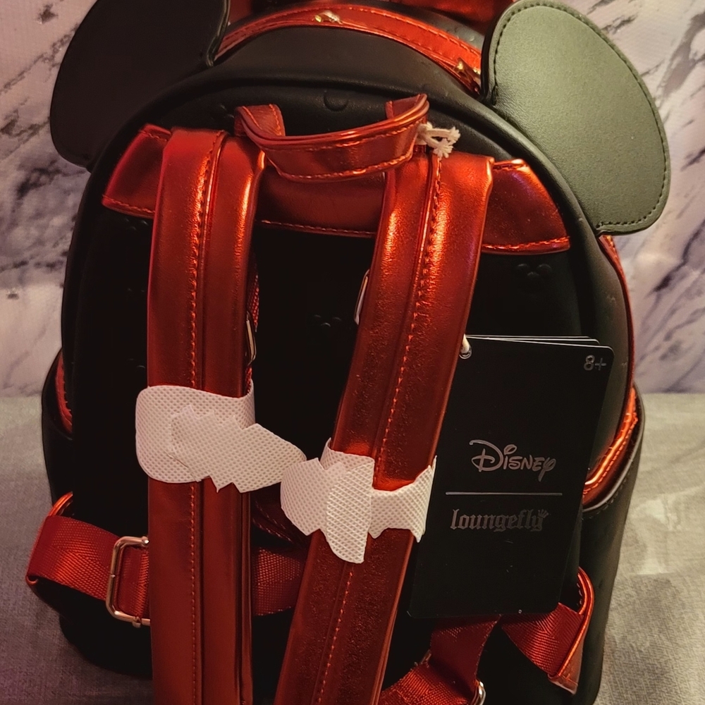 Loungefly Disney RED MINNIE- Black Mini Backpack with Metallic Red Trim - Picture 4 of 6